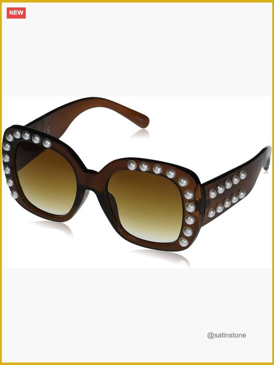 Oversized Pearl Square Sunglasses with UV400 Protection main image 4